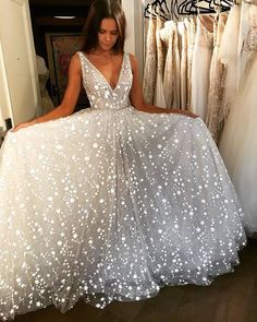 Sparkly Beaded Tulle Prom Dress,Charming Evening Dress,Prom Dresses，434 sold by muttie dresses on Storenvy White Prom Dress Long, White Dress Formal, Sparkly Prom Dresses, Floor Length Prom Dresses, Prom Dresses Online, Tulle Prom Dress, Long Wedding Dresses, Cheap Prom Dresses, Party Dress Long