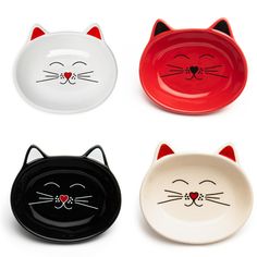 SET OF 4 OSCAR CAT DISHES - Park Life Designs Clean Crafts, Park Life, Cat Dishes, Stoneware Ceramics, Cat Bowls, Cat Pet Supplies, Dish Sets, Pet Bowls, Life Design