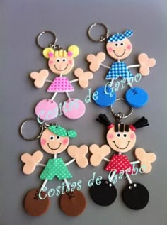 several key chains with cartoon characters on them