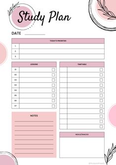 Study Planner dailyplannerprintable #studyplanner #templatesforweeklyplanner #homeschoolplanner. Study Time Table Ideas Student, Study Plan Template, Study Planner Free, Study Planner Printable, Student Planner Printable, Instagram Planner