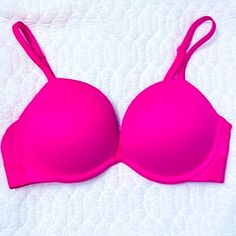 Pink By Victoria’s Secret Wear Everywhere Super Push-Up Bra Neon Pink Underwire And Padded Adjustable Straps Size 36b Never Worn, Nwt X Hot Pink Bra, Vs Pink Bras, Super Push Up, Xmas List, Jersey Shore, Pink Bra, Push Up Bra, Vs Pink, Bra Sizes