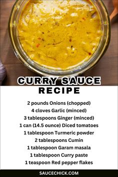 Curry Sauce recipe Curry Sauce Recipe Indian, Homemade Curry Sauce, Curry Sauce Recipe, Asian Dipping Sauce, Masala Sauce, Best Curry, Tomato Curry, Curry Dishes, Turmeric Powder