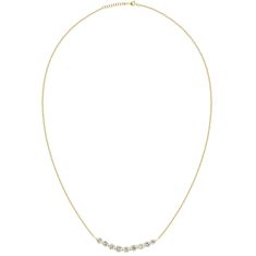 Transform your everyday look into a statement of elegance with our Fine Diamond Curved Pendant Necklace. Crafted with 18k gold, this dainty necklace adds a touch of sophistication to any outfit. All fine jewelry orders include a complimentary 2-year warranty.Made to order. Expect delivery within 5-6 weeks.Conflict Free Diamonds Measurements: Adjustable 16"-18" (If you desire another length please leave in order comments and/or email customerservice@skncollections.com)Stone: SI HI Genuine Earth D Elegant Yellow Gold Chain Necklace For Anniversary, Classic Yellow Gold Station Necklace With Clavicle Chain, Elegant Yellow Gold Station Necklace With Clavicle Chain, Elegant Yellow Gold Solitaire Necklace With Delicate Chain, Elegant Yellow Gold Diamond Necklace With Delicate Chain, Elegant Single Strand 14k Gold Chain Necklace, Elegant Yellow Gold Custom Necklace With Clavicle Chain, Elegant Custom Yellow Gold Necklace With Clavicle Chain, Elegant Gold Single Strand Custom Necklace