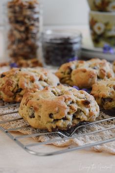 some cookies are cooling on a wire rack