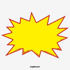 a yellow and red speech bubble on a white background