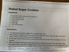 a recipe for rolled sugar cookies with instructions