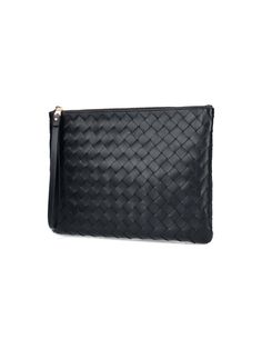 100% Lamb Lining: 100% Leather Finishing: 100% Golden metal Everyday Woven Leather Clutch, Elegant Woven Leather Pouch Bag, Formal Clutch With Woven Leather, Elegant Woven Leather Clutch For Travel, Designer Soft Leather Pouch Clutch, Rectangular Leather Pouch For Office, Rectangular Leather Office Pouch, Luxury Rectangular Office Pouch, Modern Rectangular Clutch With Intrecciato Weave