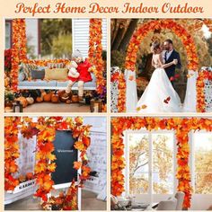 a collage of photos with autumn decorations