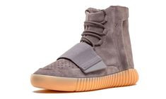 The third installment of the adidas Yeezy Boost 750 sees the inaugural sneaker from Kanye West's Yeezy line in a clean "Light Grey/Gum" colorway.  The upper is constructed with premium suede, complete with a velcro strap for lockdown support.  Other noteworthy design cues include the perforated vamp and a zipper on the side panel to provide easy slip-on access.  Finally, the gum sole glows in the dark.  Much like any product bearing West's name, details like those mentioned make the Yeezy Boost 750 a shining star among other kicks on the market.  The matching TPU midsole covers Boost cushioning that provides comfort and returns energy with each step you take completes the design. Grey Yeezy, Yeezy Boost 750, Versace Bags, Birkin 25, Pink Tote, Yeezy Boost, Fendi Bags, Lv Bag, Adidas Yeezy