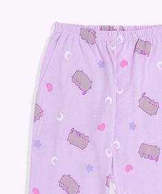 Click to see size chart How dreamy! This lavender Shop Exclusive two-piece pajama set includes a short-sleeve top and lounge pants. The super soft fabric & relaxed fit top is ideal for lounging or sleeping! Ladies fit and sizing. Relaxed-fit pajama tee & pants feature an all-over pattern of Pusheen surrounded by pastel-colored moons and stars. Pajama pants include side pockets and a tapered ankle cuff. Content: 100% Cotton. Imported. Care: Machine wash cold. Only non-chlorine bleach. Tumble dry Comfortable Sleepwear Long Pants For Sleepover, Cute Relaxed Fit Sleepwear For Loungewear, Cute Relaxed Fit Sleep Sets, Cute Relaxed Fit Sleepwear Sets, Casual Relaxed Fit Sleepwear, Cute Relaxed Fit Sleepwear For Lounging, Comfortable Sleepwear With Elastic Waistband, Cute Sleepwear With Elastic Waistband For Loungewear, Comfy Pink Sleepwear With Relaxed Fit