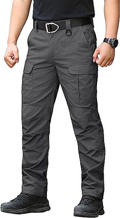 CARWORNIC Men's Tactical Trousers Waterproof Cargo Trousers Lightweight Outdoor Hiking Pants for Men Casual Work Trousers Ripstop Military Army Combat Pants with Multi Pockets Dark Grey : Amazon.co.uk: Fashion Military Outfit Men, Army Fashion Men, Trekking Outfit Women, Pants For Men Casual, Trekking Outfit, Summer Wear Men, Cargo Pants With Pockets, Combat Clothes, Mens Cargo Trousers