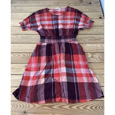 New With Tags Downeast Women’s Red Smock Waist Plaid Dress Size Small Super Cute, Great Quality Dress! Red Midi Dress With Smocked Back, Red Smocked Dresses, Fitted Red Smock Dress, Red Smock Dress For Spring, Fall Casual Smocked Dress With Short Sleeves, Casual Smocked Short Sleeve Dress For Fall, Casual Red Cotton Midi Dress, Red Smock Midi Dress, Casual Red Midi Dress With Smocked Bodice