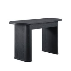 a black wooden table on a white background