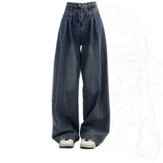 Loose Fitting Wide Leg Jeans - Trendha Oversized High-waist Medium Wash Jeans, Oversized High Waist Medium Wash Jeans, Oversized Mid-rise Denim Bottoms, Oversized High-rise Denim Jeans, Dark Wash High Waist Baggy Jeans, Baggy High Waist Medium Wash Jeans, Oversized High Waist Denim Blue Bottoms, Oversized High Waist Denim Blue Jeans, Oversized Full Length Denim Blue Bottoms