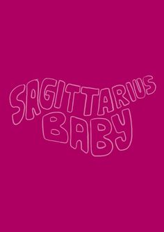 the words sagittrins baby on a pink background