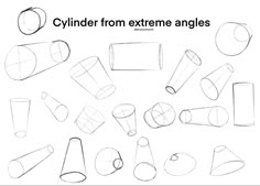 a bunch of different shapes and sizes of cylinders on a white background with the words cylinders from extreme angles