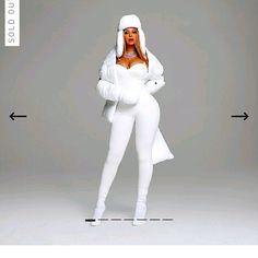 Sexy White Catsuit That I Wish I Could Fit, But I Can't Up For Grabs. I Actually Ordered The Wrong Size. #Ivypark #Beyonce #Catsuit White Fitted Winter Jumpsuit, White Fitted Jumpsuits And Rompers For Winter, Fitted White Jumpsuits And Rompers For Winter, Winter Party Jumpsuits And Rompers With High Stretch, High Stretch Jumpsuits And Rompers For Winter Parties, White Catsuit, Adidas Ivy Park, Wide Leg Romper, Velour Pants