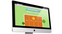 an apple computer with a tennis game on the screen