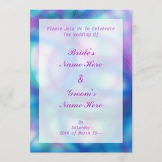 a wedding card with the words bride's name and groom's name