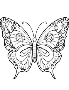 a butterfly with intricate patterns on it's wings is shown in black and white