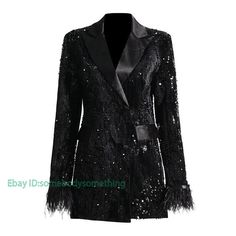 Women Suit Collar Sequin Tassel Blazer Coat Formal Dress Long Sleeve Prom Jacket   Color:Black Size:S-XL Material:Polyester       Payment 1. Payment must be made within 7 days of auction closing (Unpaid dispute will automatically open when item is not paid in 7 days). 2. PLEASE NOTE: SHIPPING&HANDING DOES NOT INCLUDE DUTIES, LOCATL TAXES OR ANY OTHER IMPORTATION FEES. 3. Please list your special requests (color, packages, value of declaration, etc.) in the EBAY NOTES SECTION when you make paymen Sequin Blazer Dress, Prom Jacket, Sequin Suit, Feather Tops, Sequin Blazer, Long Sleeve Dress Formal, Long Sleeve Prom, Long Sleeve Blazers, Black Blazer