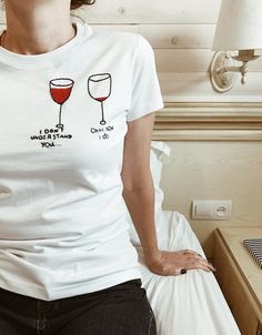 Wine hand embroidered women's t-shirt, Wine slogan white t-shirt, Hand embroidery sassy tee, unusual Trendy Fitted Embroidered T-shirt, Casual T-shirt With Embroidered Text For Gift, Casual T-shirt With Embroidered Text As Gift, Casual Embroidered Text T-shirt As Gift, Trendy Cotton T-shirt With Custom Embroidery, Trendy White T-shirt With Custom Embroidery, Casual Embroidered Graphic T-shirt As Gift, Fitted Casual T-shirt With Custom Embroidery, Fitted White T-shirt With Embroidered Graphics