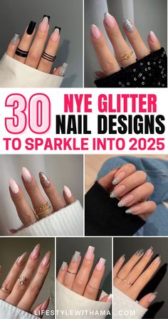 Start the new year with nails that shine brighter than the NYE ball drop!  Whether you’re into gold New Year’s Eve nails, pink glitter nails, or bold and sparkly glitter nail art, these festive new year’s nail designs are perfect for kicking off January in style. From trendy NYE nail art to year end nails that dazzle, these looks scream new year, new nails. Get ready to sparkle your way into 2025 with these glam ideas, you’ll be the star of every party! New Years Nails Design Glitter Sparkle, Nye Ball Drop, Nails Pink Glitter, Glam Ideas