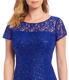 Ignite Evenings Cap Sleeve Sequin Lace Midi Dress | Dillard's Fitted Evening Dress With Crew Neck, Fitted Crew Neck Evening Dress, Fitted Sequin Dress With Crew Neck, Elegant Blue Crew Neck Dress, Wedding Dress Fishtail, Crystal Wedding Dresses, Fall Fashion Dresses, Crochet Wedding, Midi Cocktail Dress