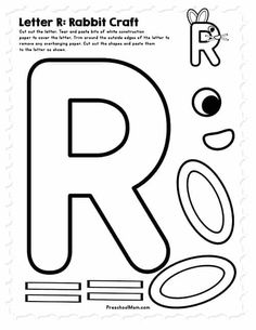 the letter r is for rabbit craft with letters and numbers to print out on it