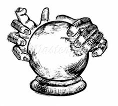 a hand holding a ball on top of a wooden stand with two fingers pointing at it