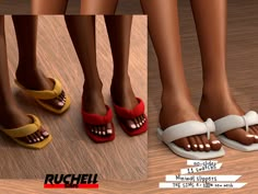 three different images of women's shoes with their feet in the middle and bottom