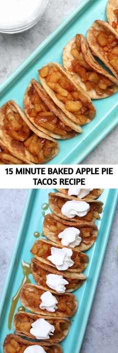 three pictures showing how to make baked apple pies with tacos and ranch dressing