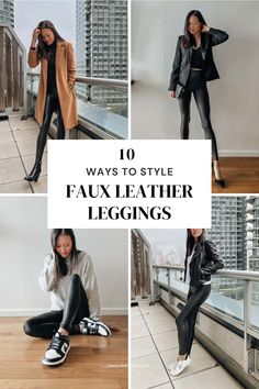 Leather leggings are also so easy to wear! You can dress them up or down, and they are incredibly comfortable for all-day wear. Here are 10 faux leather leggings outfit idea for fall and winter. Fall casual outfits, fall wardrobe essentials, fall wardrobe essentials 2023, fall wardrobe aesthetic. Faux Leather Leggings Outfit Winter, Faux Leggings Outfit, Casual Leather Leggings Outfit, Wardrobe Essentials 2023, Outfits With Faux Leather Leggings, Leather Leggings Winter