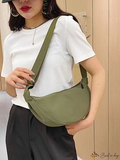 BirdinBag - Polyester Hobo Bag in Dark Green Green Backpack Shoulder Bag For Errands, Versatile Green Backpack Shoulder Bag, Casual Green Crossbody Hobo Bag, Casual Tote Baguette Bag For On-the-go, Casual Backpack With Single Shoulder Strap, Casual Single Strap Backpack, Casual Crossbody Baguette Bag For On-the-go, Casual Shoulder Bag For On-the-go, Casual Solid Color Shoulder Bag For On-the-go