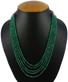 "Emerald Faceted Rondelle Beads (Zambian) Gemstone: Emerald Zambian Material: Natural Gemstone Size: 3-5mm Carat weight: 262.15 length: 18\"Strand Shape: Rondelle Faceted Gemstone Color: Green  *Free Gift With Every Purchase. *PACKING UPDATE: The gemstones or beads you order will be packaged meticulously to ensure their safety during transit. They will be placed in a sealed plastic bag, wrapped in protective materials such as bubble wrap, tissue paper, or cotton, and then securely packed in a bo Luxury Beaded Emerald Necklace With Round Beads, Green Onyx Necklace, Green Onyx Stone, Real Green, Gold Items, Emerald Bead, Stone Beaded Necklace, Onyx Necklace, Zambian Emerald