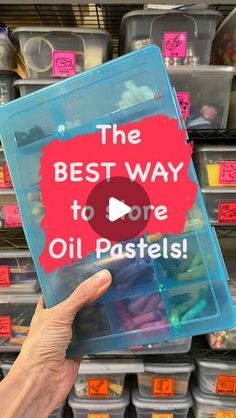 the best way to store oil pastels is with a hand holding up a container