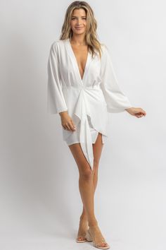 White Bridal, Polyester Satin, Effortless Chic, Back In Stock, Mini Dress With Sleeves, Dolman Sleeve, Xl Dress, Sale Items, On Demand