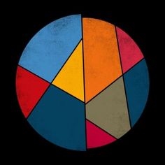 a colorful circle on a black background with the colors red, orange, blue and yellow