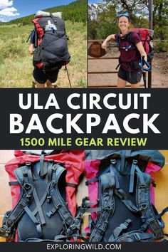 the ultimate guide to backpacking in the usa with text overlay that reads, ultra circuit backpack 150 mile gear review