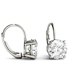 Lovely and charming, these Moissanite by Charles & Colvard earrings are a must-have addition to her jewelry collection. Fashioned in cool 14K white gold, these earrings each showcase a radiant round cut solitaire. Securing with a lever back, these earrings have a total diamond equivalent of 3.00ctw. Ring Sketch, Neck Pieces Jewelry, Diamond Solitaire Earrings, 3 Carat Diamond, Beautiful Diamond Rings, Solitaire Earrings, Bridal Gold Jewellery Designs, Engagement Ring Cuts, Leverback Earrings