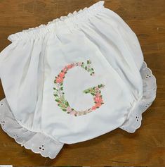 Bloomers Diaper Cover with Single Letter Floral Initial. Baby Monogram Ideas, Cute Cotton Spring Diaper Cover, Summer Pink Cotton Diaper Cover, Spring Floral Print Cotton Bloomers, Cute Cotton Bloomers For Playtime, Flower Initial, Spring Beach Bloomers, Short, Letter Flower, Life Cover