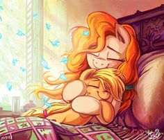 Strong Petals by Jowybean Pear Butter, My Little Pony Applejack, Eyes Closed, Mother And Daughter