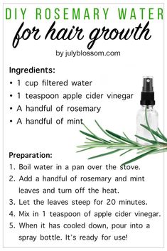 Rosemary Water For Hair Growth, Rosemary Water For Hair, Natural Hair Growth Remedies, Rosemary Water, Healthy Natural Hair Growth, Hair Growth Secrets, Hair Growing Tips, Hair Remedies For Growth, Homemade Hair Products