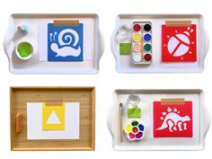 three trays with different types of arts and crafts