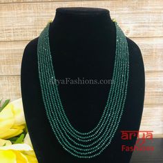 Razvi Emerald Green Beads Multilayer Multi-strand Beaded Necklace Luxury Green Multi-strand Beaded Necklaces, Luxury Green Necklaces With Colorful Beads, Party Gemstone Beaded Necklaces With Round Beads, Party Beaded Necklaces With Gemstone Beads, Multi-strand Gemstone Bead Necklace For Party, Round Gemstone Beads For Party, Layered Necklace With Colorful Round Beads For Gifts, Gemstone Beads Crystal Necklace For Party, Gift Layered Necklace With Colorful Round Beads