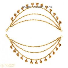 Gold Ear Chains -Gold Matilu -22K Gold Champasaralu -Indian Gold Jewelry -Buy Online Gold Ear Chain, Gold Earrings For Kids, Gold Earrings Models, Gold Chain Design, Gold Fashion Necklace, Gold Jewelry Simple