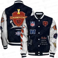 Chicago Bears X Champions Print Varsity Jacket SFAT V9 VARSITY JACKET The varsity jacket is perfect for the ones who are looking for a statement outwear option to make a cool casual outfit. It is not only trendy but also a practical item to wear during the colder season. It is perfect for casual wear,... Team Spirit Hooded Fall Outerwear, Fall Team Spirit Hooded Outerwear, Graphic Print Long Sleeve Outerwear For Sports Events, Team Spirit Varsity Jacket For Sports Events, Team Spirit Black Outerwear For Streetwear, Black Team Spirit Outerwear For Streetwear, Game Day Long Sleeve Winter Track Jacket, Long Sleeve Track Jacket For Game Day In Winter, Sporty Hooded Outerwear For Game Day