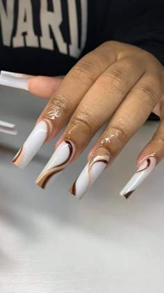 Winter Nail Art Designs, Brown Acrylic Nails, Long Acrylic Nail Designs, Ombre Acrylic Nails, Long Acrylic Nails Coffin, Acrylic Nails Coffin Pink, Long Square Acrylic Nails, Her Nails, Winter Nail Art