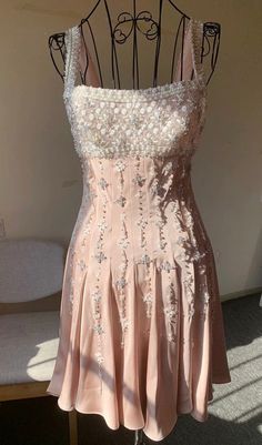 HAND-BEADED DIAMOND MINI DRESS IN NUDE DRESS sis label Pink Homecoming Dresses Short, Pink Homecoming Dress Short, Dresses Short Party, Hot Prom Dress, Pink Homecoming Dress, Black Prom Dresses, Prom Dresses Lace