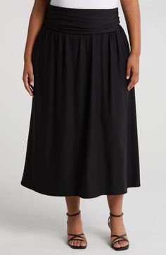 Versatility is key in this stretch-jersey maxi skirt that doubles as a strapless dress. 34" length Unlined 92% polyester, 8% spandex Machine wash, tumble dry Imported Black 4-way Stretch Skirt For Spring, Summer Lined Elastane Maxi Skirt, 4-way Stretch Maxi Skirt For Summer, Summer Maxi Skirt With Lined Elastane, Summer Maxi Skirt With Elastane Lining, Summer Elastane Lined Maxi Skirt, Black Full-length Elastane Maxi Skirt, Spring Elastane Maxi Skirt, Casual Solid Color Elastane Maxi Skirt